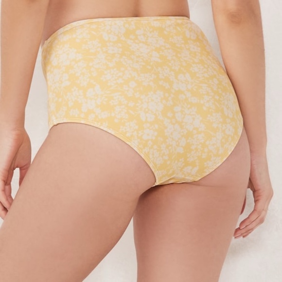 LC LAUREN CONRAD Swim Bottom High-Waist Beach Cruise Sizes Yellow Floral XL - Picture 2 of 6